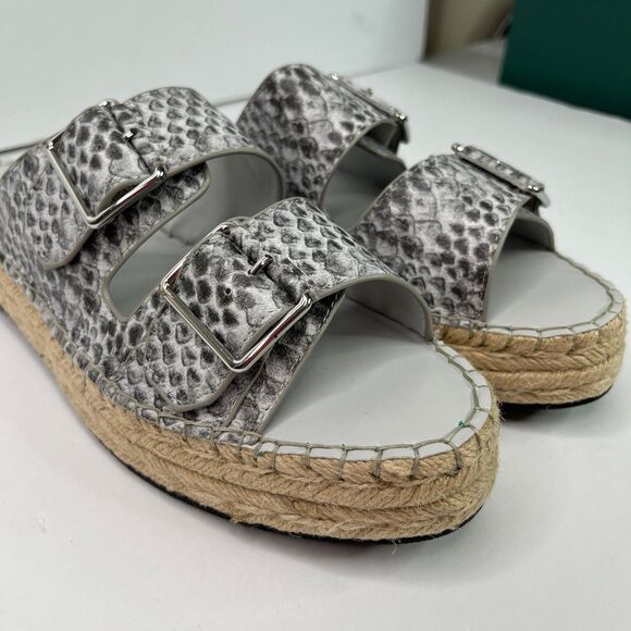 Logo Lori Goldstein Grey White Snake Leather Lindsay Slide Sandal New #514 - Picture 4 of 12